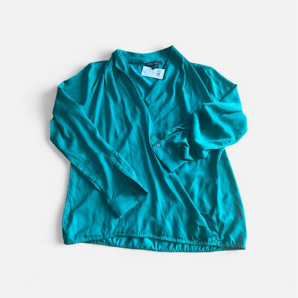 NWT banana republic faux wrap top emerald green medium